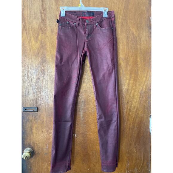 (2) Rock & Republic Women’s Berlin Pants Jeans Waxy Shiny Red Sz4 & Brown Sz6 - Picture 6 of 12